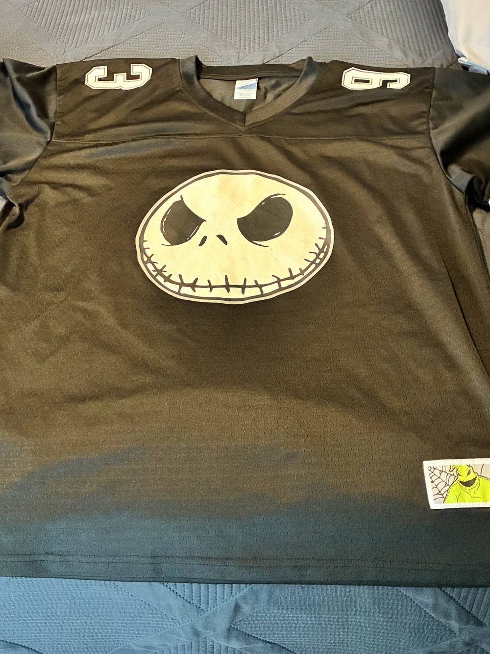 Kids Black Jack Skellington Football Tee